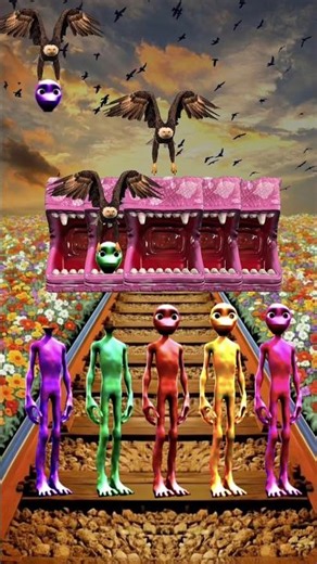 equal dame tu cosita 5 different colors alien dance vs pac man & train driver tom #funny #video