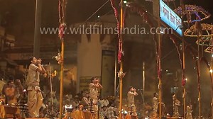Conch shells sound from Ganga aarti, Varanasi