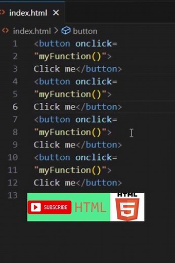 html button onclick my function learn #coding #code #html #coder #html5 #htmlcode #htmlcss #java