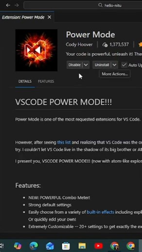 VS Code Power Mode 🔥 Coding Feels Like a Game! #Shorts