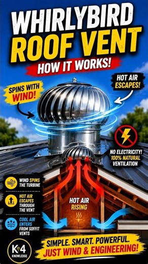 🌪️ How Does a Whirlybird Roof Vent Work? #k4knowledge #RoofVent #RoofVentilation #TurbineVentilator