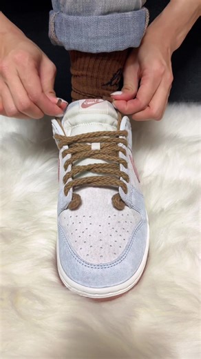 Nike Dunk Fossil Rose Sneakers - Lacing Tutorial with Earth-Tone Rope