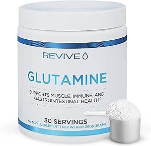 Revive MD Gut L-Glutamine Powder – Muscle Recovery & Immune Support Supplement for Adults – Promotes Digestive Health, Reduces Muscle Soreness & Supports Immunity – Vegan (30 Servings)