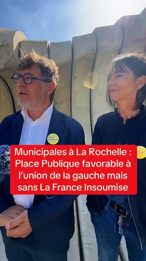 Place Publique a dévoilé ses deux chefs de file pour les élections municipales de mars 2026 à La Rochelle : Christophe Bertaud, deuxième adjoint au maire, et Nathalie Deau. Le parti se dit favorable à une union de la gauche, mais sans La France Insoumise. | INF la Rochelle