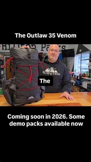 The Outlaw 35 Venom Ultralight backpack. Weighs just 17 ounces. Coming soon in 2026. Some demo packs available now | Hilltop Packs
