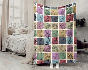 Rabbit Bunny Gift Blanket, Vintage Bunny Lover Throw, Retro Rabbit Fleece Blanket, Cozy Bunny Graphic Blanket, Unique Animal Lover Gift - Etsy
