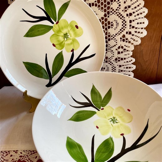 Vintage Blue Ridge Dogwood Bowl & Plate Set | Hand Painted Tennessee Pottery - Etsy