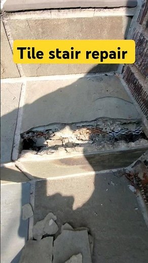 Tiled stair repair #tile #slate #stairs #concrete #handyman #diy #slatetiles #repair #tilerepair