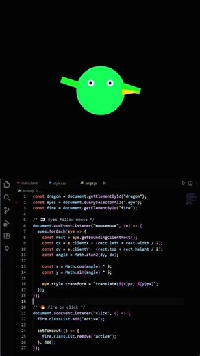 Interactive dragon 🐉 #coding #programming #webdevelopment #webdesign #html #css #javascript #shorts