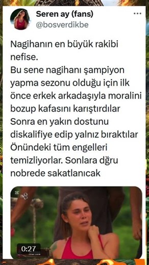 SURVİVOR NAGİHAN NEFİSEYİ RAKİP Mİ GÖRÜYOR? #survivor