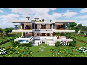 Minecraft Tutorial :: How to Build a Large Modern Mansion House 🏡✨
