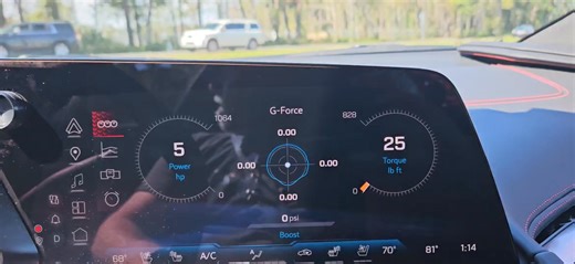 The new performance menu on the 2026 Corvette ZR1 is super cool. You can watch horsepower, torque, g force, and turbo boost on one screen. | Power Tek