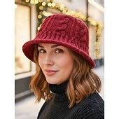 Women's Christmas Knit Bucket Hat, Warm Cable Knit Winter Hat for Women, Soft Cozy Beanie Style Cap for Holiday, Outdoor and Casual Wear 2025