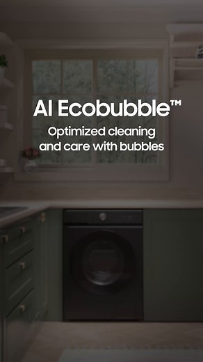 Monitor and reduce energy use with the Samsung Front Loading 12KG washing machine. Its AI Energy mode lets you check the power consumption and estimates your bill. For courses that work with AI Energy mode, it reduces energy use by up to 70% by using Samsung's Ecobubble™ technology to wash at lower temperatures and adjusting the cycle time. #Samsung | Samsung