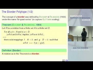 Jean Paul Doignon - "Polytopes in mathematical psychology"