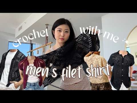 crocheting boyfriend's bday gift! (men's filet shirt / button down shirt)