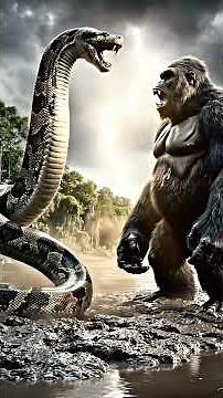 King Kong vs Giant Python 🦍🐍 Epic Jungle Battle | #KingKong #Shorts