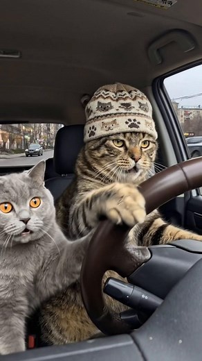 Scared the passenger 😰#cat #funnyvideos #fyp #catdriving #catdailylife