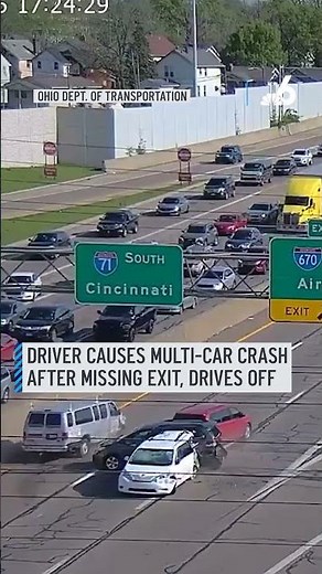 Driver causes multi-car crash after missing exit, drives off