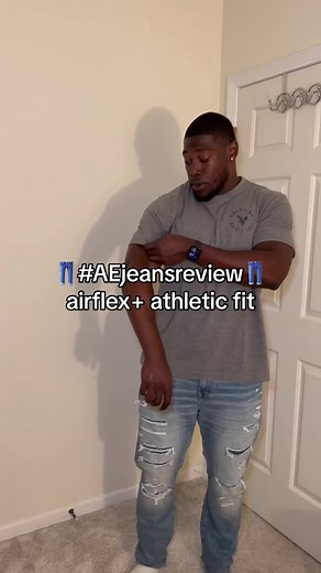 we’re full of surprises @Kam Arnold 😌 shop the Airflex Patched Athletic fit #AEjeans online & in-store now 👖