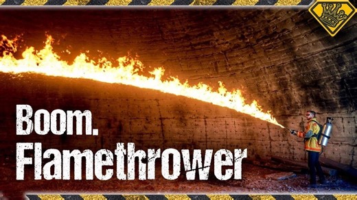 Watch the powerful performance of a homemade flamethrower in action