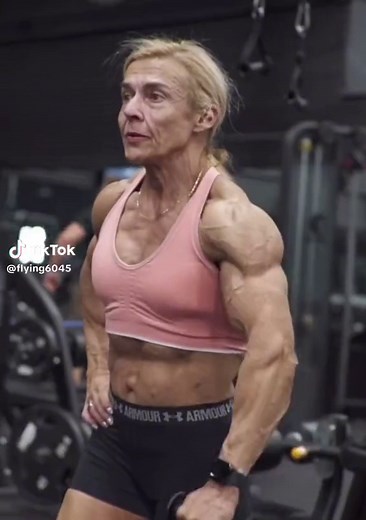 Fit Grandma Showing Off Her Muscle Strength