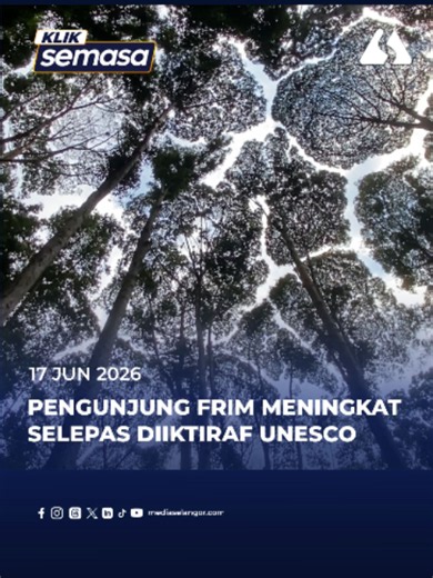 Jumlah pengunjung ke Taman Hutan Selangor Institut Penyelidikan Perhutanan Malaysia (FRIM-FPS) meningkat selepas kawasan hijau itu diiktiraf sebagai Tapak Warisan Dunia UNESCO. Timbalan Ketua Pengarah (Penyelidikan) FRIM, Norwati Muhammad berkata pengiktirafan tersebut berjaya meningkatkan minat orang ramai untuk mengunjungi lokasi berkenaan bagi menikmati khazanah alam semula jadi serta mempelajari usaha pemuliharaan hutan. #MediaSelangor #KlikSemasa #FRIM