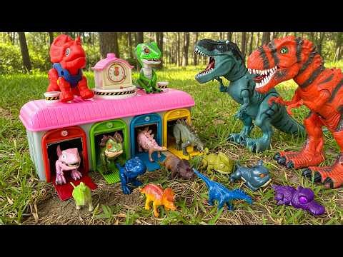 100 Jurassic World Scan Codes and Dinosaur Toys in a GARAGE! Mosasaurus, T-Rex, Spinosaurus