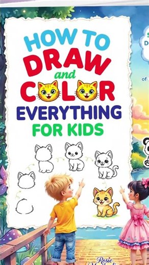 How to Draw Everything 🐱 Easy Step-by-Step Drawing for Kids! 🎨 #shorts #howtodraw