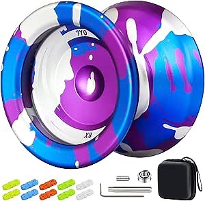 X8 Responsive Yoyo Professional, Dual Purpose Yoyo for Kids Beginner, Unresponsive Yo yo with Removal Bearing Tool, 10 Yo-Yo Strings, Case