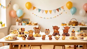 12Pcs Highland Cow Honeycomb Centerpieces Brown Highland Cattle Baby Shower Party Table Decorations Holy Cow Gender Reveal Cutouts Welcome Baby Party Table Toppers Photo Props Decor for Baby