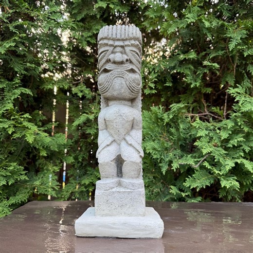 Concrete Tiki Totem: 16.5" Polynesian Garden Sculpture - Etsy
