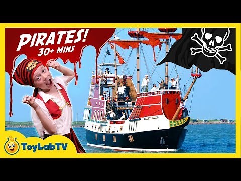 Pirate Ship Adventure! LB Faces Off with Pirates, Treasure Hunt for Toys & Giant Shark Surprise Egg