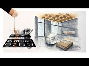 HAND RENDERING INTERIOR DESIGN TUTORIAL - Two Point Perspective with Watercolour | HH Design