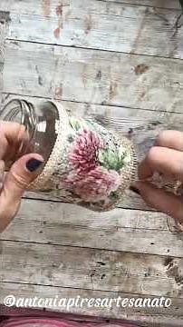 DIY Idea with a palm heart jar and decoupage on burlap! How to make it!