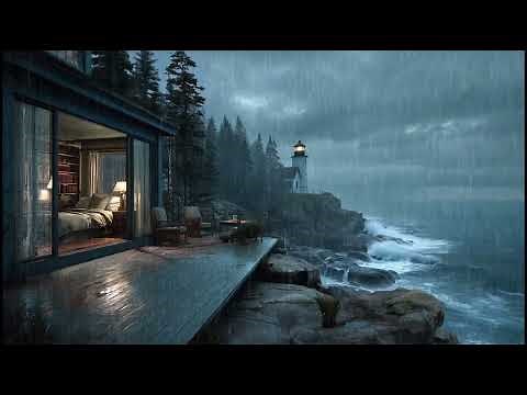 Rainy Night by the Seaside Cabin 🌊 Relaxing Rain Sounds for Deep Sleep