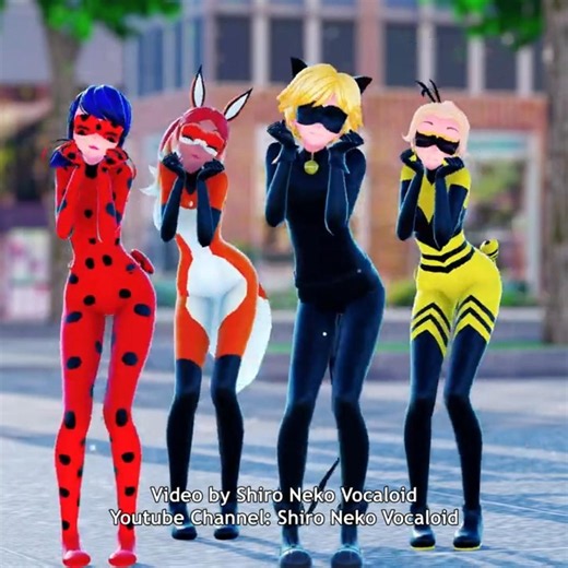 MMD Royale High Kawaii Dance (Ladybug, Chat Noir, Rena Rouge, Queen Bee) #miraculousladybug #ladybug