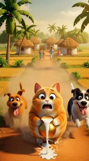 Dogs chasing a cat #animatedshorts #ai #cartoon