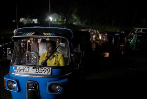 Sri Lankan woman rickshaw driver has to queue 12 hours, or more, for fuel