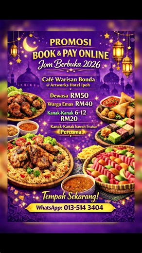 Ha ni lah antara menu yang tunggu kome 😍 Ayam berempah panas-panas, sambal padu, kerabu cukup rasa, dessert memang buat kome rambang mata ! Jangan tunggu last minit kome… Book & Pay Online sekarang 🔥 Slot makin penuh kome !