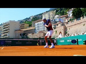 Novak Djokovic Training on Clay Court Level View in Monte Carlo - ATP Tennis Practice