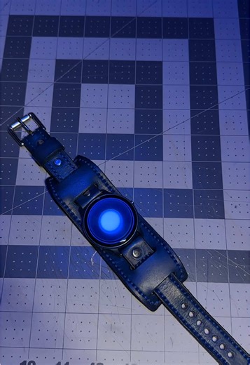 All Blue made to order Winston watch band. Pattern from Tandy Leather. #leather #leatherwatch