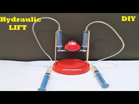 hydraulic car lift working model project | diy | howtofunda