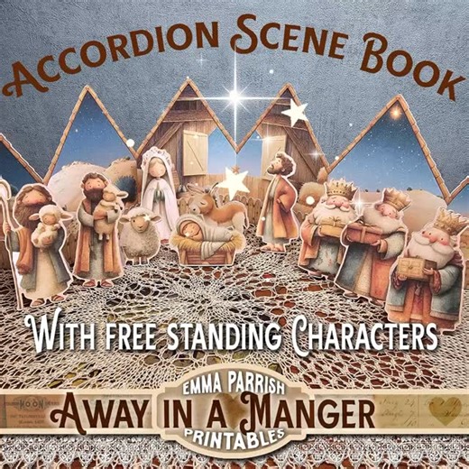 Pocket Paper Nativity scene….so cute..a beautiful, gift, card, and decoration… I’ve popped the link in the comments #papercrafts #cardmaking #printables #papercraftaddict #junkjournaling #diychristmas #diynativity | Emma Parrish Art