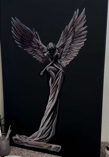 Black Canvas Angel Painting Tutorial