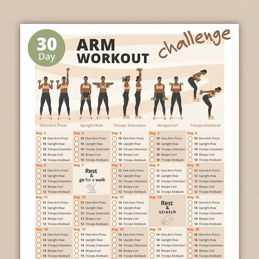 30 Day Arm Workout Challenge | Arm Workout Plan | Strengthen Arms | Dumbbell Exercises | Home Fitness Planner | Instant Download PDF - Etsy