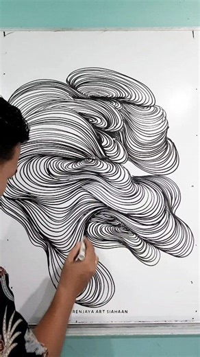 Rhythm • ART THERAPY • fine line art || drawing on the whiteboard ➿🪧〰️ #drawing #artwork #zentangleart #doodleart | Renjaya Art Siahaan