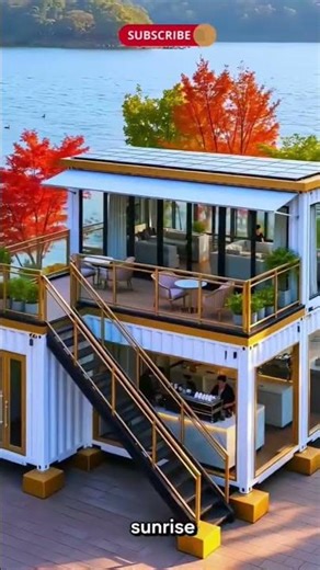 Waterfront Container Coffee Shop | Cozy 2-Story Café by the Sea #construction