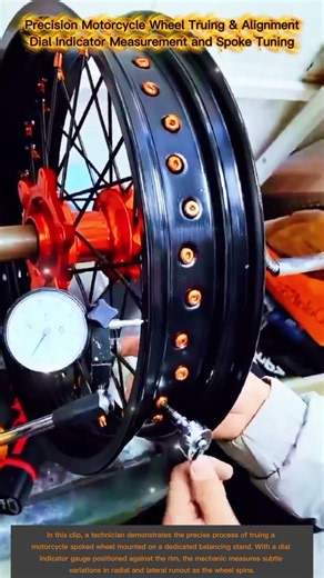 Precision Motorcycle Wheel Truing & Alignment:Dial Indicator Measurement andSpoke Tuning#shortvideo