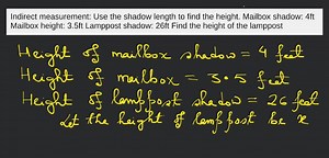 Indirect measurement: Use the shadow length to find the height.... | Filo